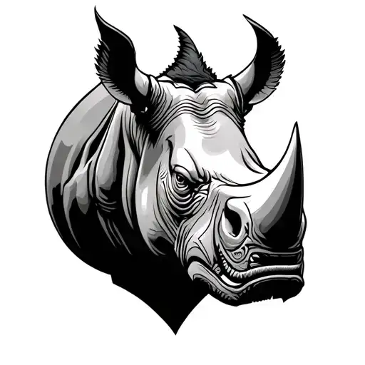 rhino head soldier tattoo design combining tattoo design idea