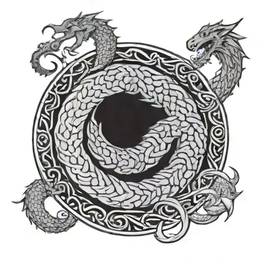 Jormungandr circle Yggdrasil tattoo design idea