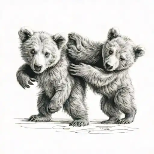 bear cubs playing tattoo design idea