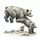 bear cubs playing tattoo design idea