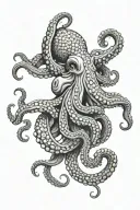 octopus with japanese waves crashing in background tattoo design idea