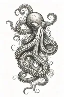 octopus with japanese waves crashing in background tattoo design idea