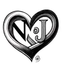 letters N J in heart infinity tattoo design idea