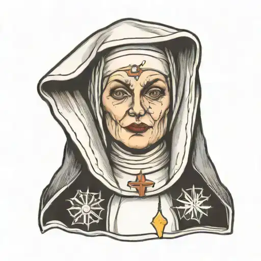 Nun front view portrait tattoo tattoo design idea