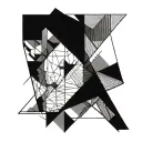 abstract geometry with negative space  tattoo design idea