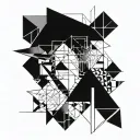 abstract geometry with negative space  tattoo design idea