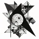 abstract geometry with negative space  tattoo design idea