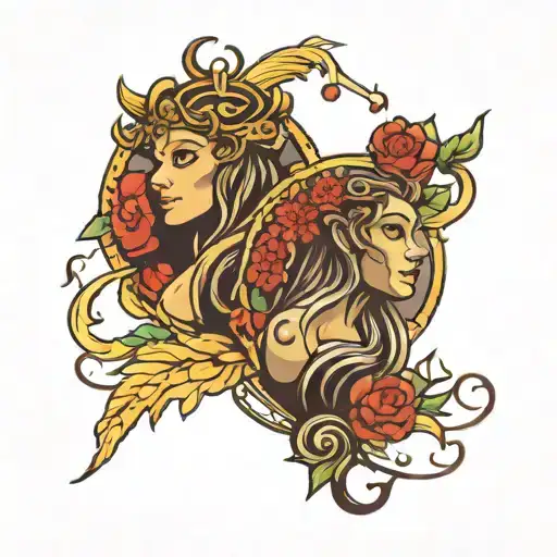 virgo and leo zodiac sign tattoo design idea
