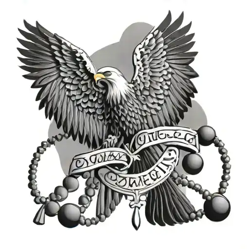 omerta calligraphy text orthodox eagle prayer beads intertwined tattoo design idea