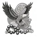 omerta calligraphy text orthodox eagle prayer beads intertwined tattoo design idea