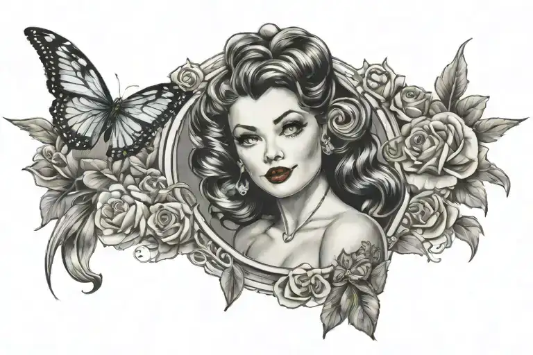 new school pinup tattoo design idea