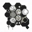 travel planet geometric shapes in honeycombs tattoo design idea