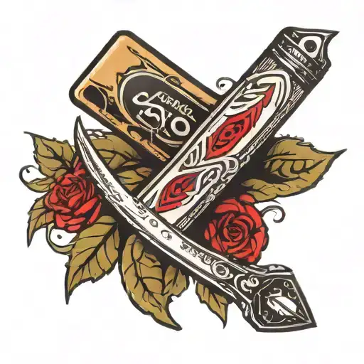 cocaine and razor blade tattoo design idea