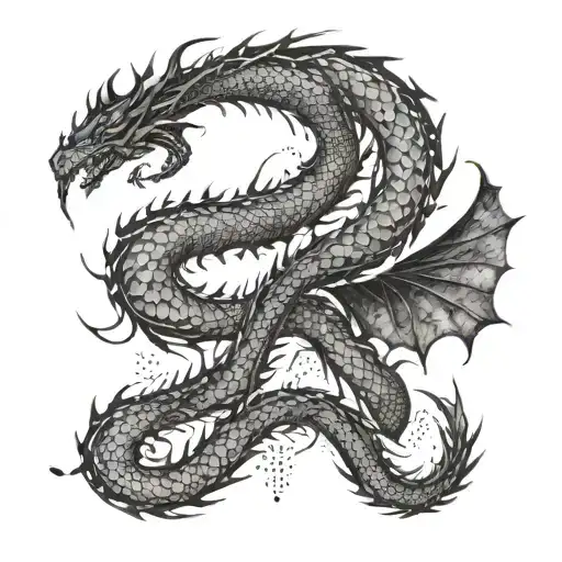 A mathematical equation forming the shape of a dragon's tail tattoo design idea