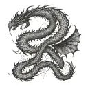 A mathematical equation forming the shape of a dragon's tail tattoo design idea