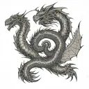 A mathematical equation forming the shape of a dragon's tail tattoo design idea