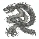 A mathematical equation forming the shape of a dragon's tail tattoo design idea