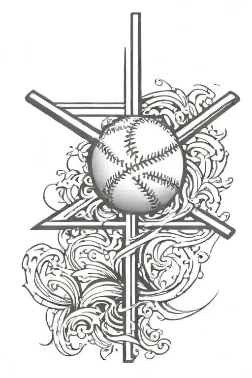 baseball cross tattoo design idea