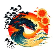 chinese sun rising tattoo design idea