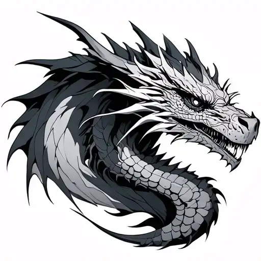 Cyberpunk Dragon dead tattoo design idea