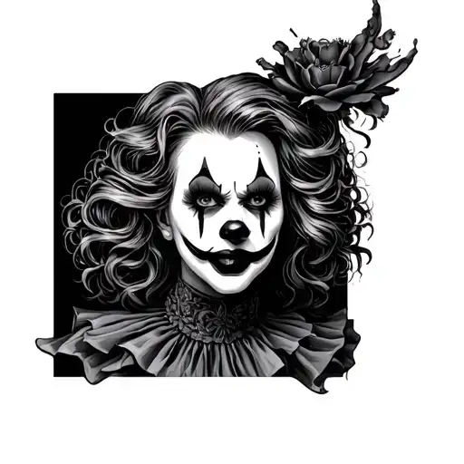killer clown woman tattoo design idea