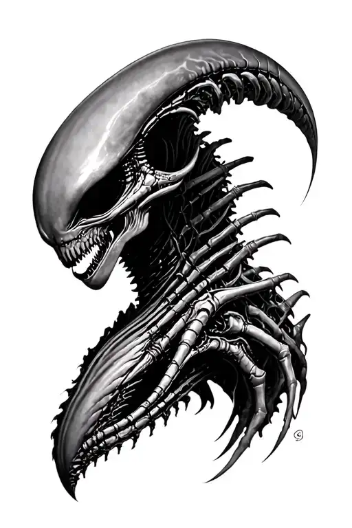 H.R. Giger's Alien Xenomorph Left Side tattoo design idea