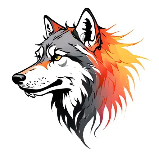 wolf head with shadow fur tattoo design idea