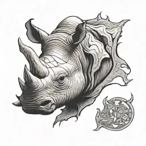 rhino and elephant head tattoo design idea