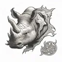 rhino and elephant head tattoo design idea