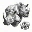rhino and elephant head tattoo design idea