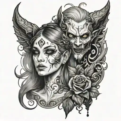 Loona from helluva boss with Beelzebub  tattoo design idea