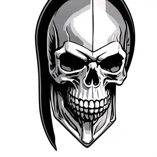 spartan skull with full hand skeleton hand tattoo design idea