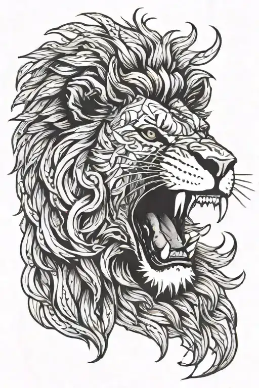Australian Lion roaring tattoo design idea
