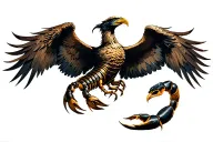 Scorpion Eagle Phoenix tattoo design idea