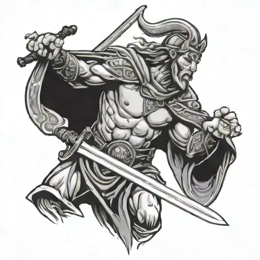 Irish warrior wielding a sword tattoo design idea