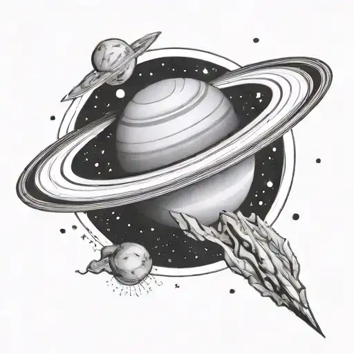 saturn with a galaxy tattoo design idea