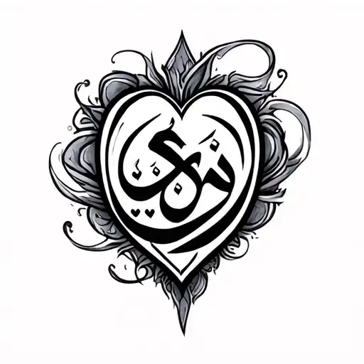 "O owner of my heart" Arabic calligraphy style tattoo design idea