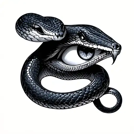 snake around eye tattoo design idea