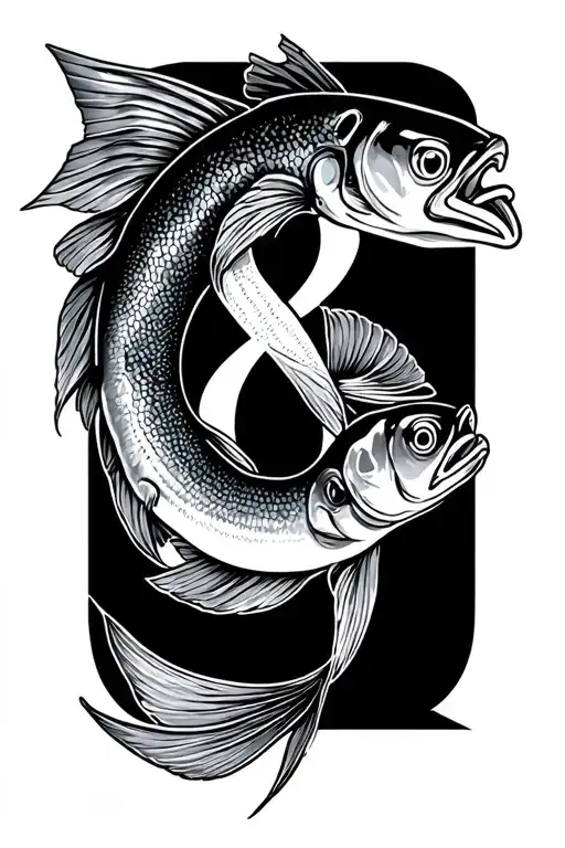 Christian fish with Roman numeral 8 inside tattoo design idea