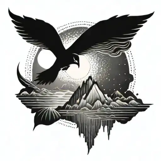 ANNUBIS GUERRERO WITH SUNRISE BACKGROUND tattoo design idea