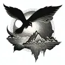 ANNUBIS GUERRERO WITH SUNRISE BACKGROUND tattoo design idea