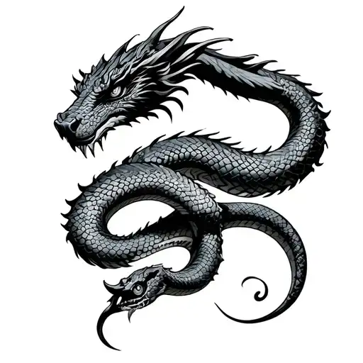 sumerian snake dragon tattoo design idea