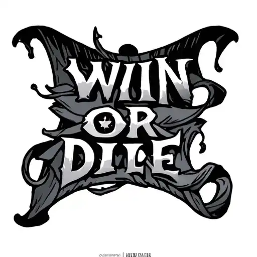 Or win or die text tattoo design idea