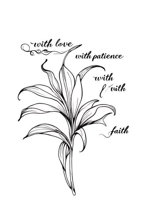 Tiger lily "with love with patience with faith" tattoo design idea