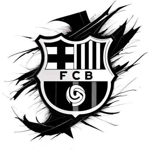 Combine the Barcelona logo and the number 10 in a unique and abstract design tattoo design idea