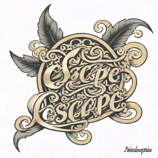 the word escape in a swirly font tattoo design idea
