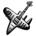 A guitar morphing into a WWII fighter plane tattoo design idea