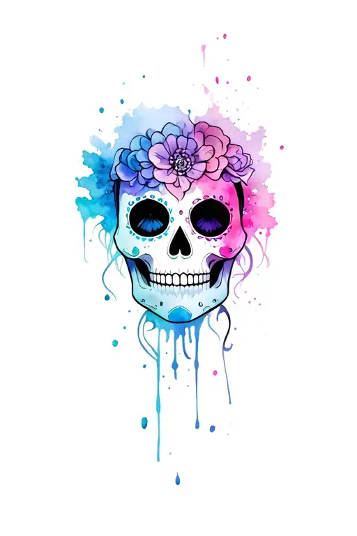 smile now cry later sexy sugar skull wearing tattoo design idea