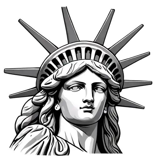 I need a tattoo template of Lady Liberty, she can show a little of herself and she should have a cigar in her mouth tattoo design idea