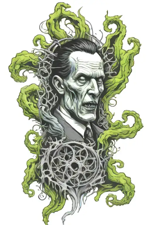 Hp Lovecraft insiped forearm sleeve tattoo design idea
